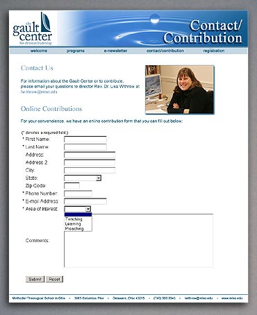 The Gault Center Contact page.
