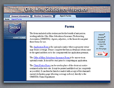 Ohio Mine Subsidence Insurance forms page.
