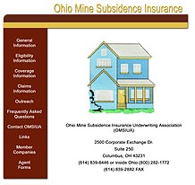 Former Ohio Mine Subsidence Insurance web site home page