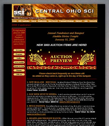 Central Ohio SCI live auction preview page.